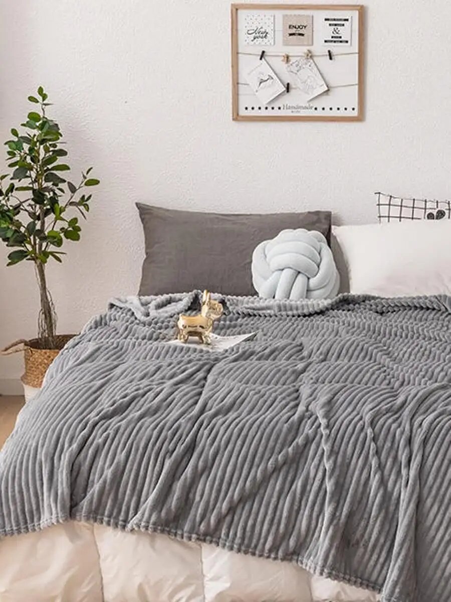 Плед 180x200 теплый пушистый флисовый велсофт на диван