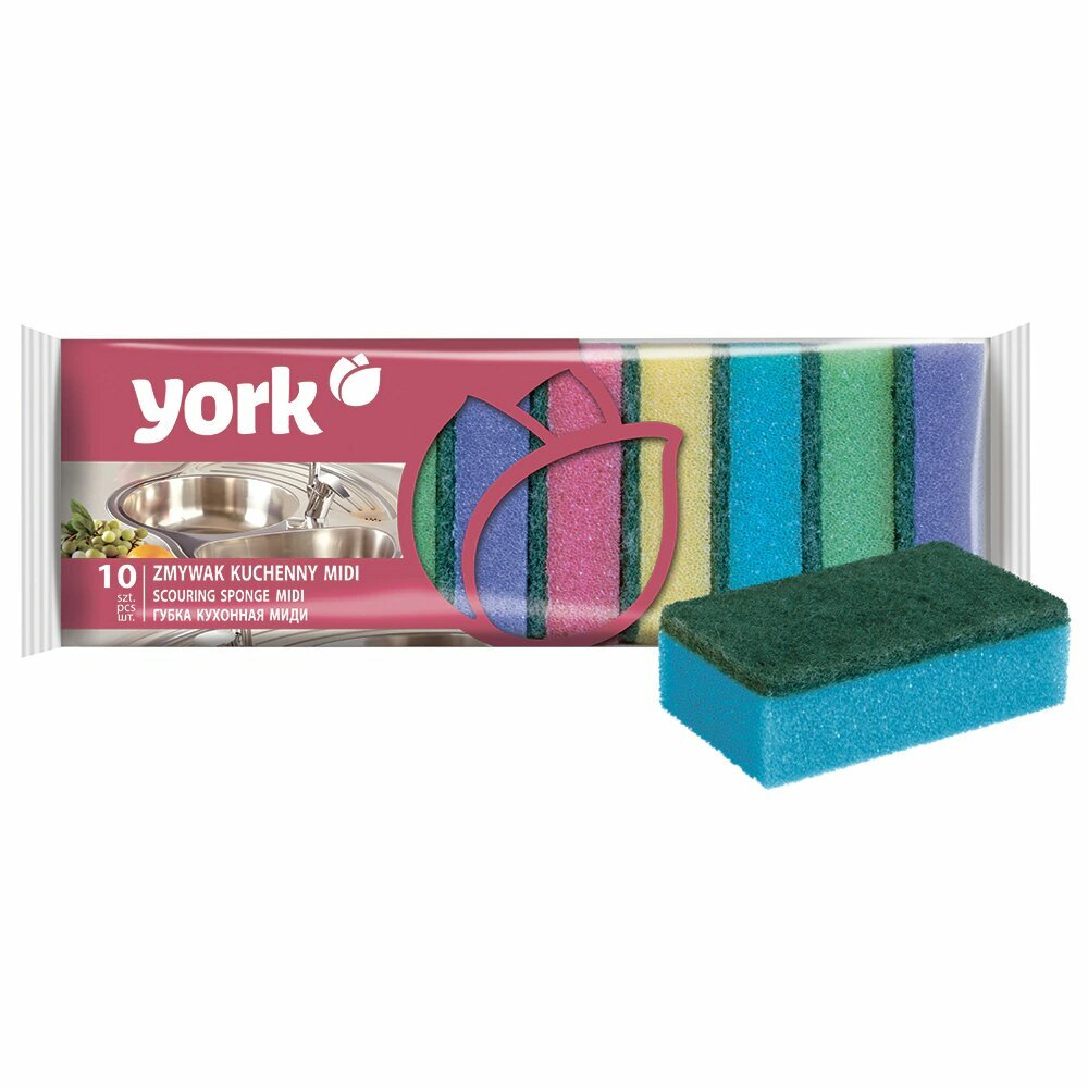 Губка кухонная York миди 10 шт