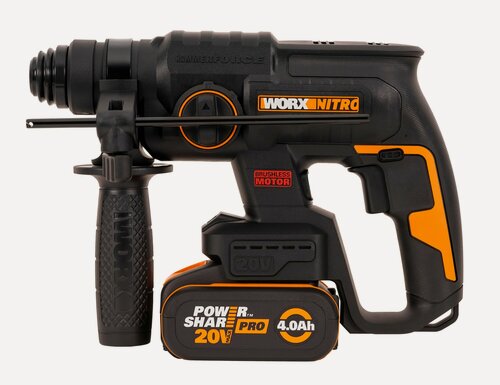 Изображение товара Перфоратор аккумуляторный бесщеточный WORX WX381, 20В, 4Ач x1, ЗУ 2А, кейс