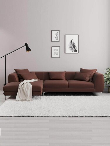 Изображение товара Диван угловой левый Manons Maison Elegant, Велюр Коричневый, 285х105х70 см