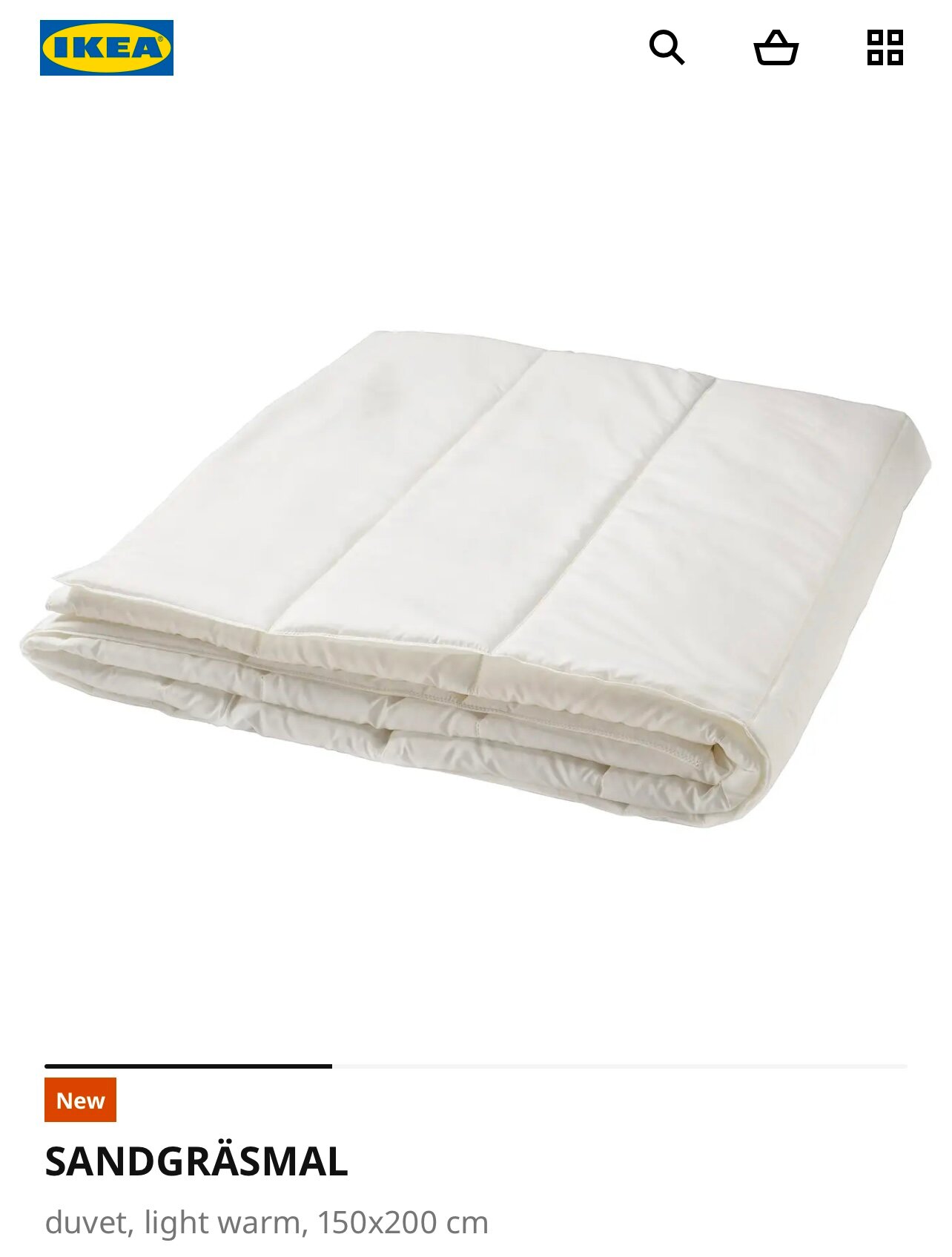 Одеяло IKEA SANDGRÄSMAL 150х200см легкое гипоаллергенное полиэстер
