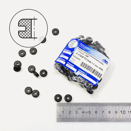 Изображение товара Втулка кабельная резиновая 4x12x5 (под т.1 мм, d>8) закругленная (упаковка 100 шт. ±5%)