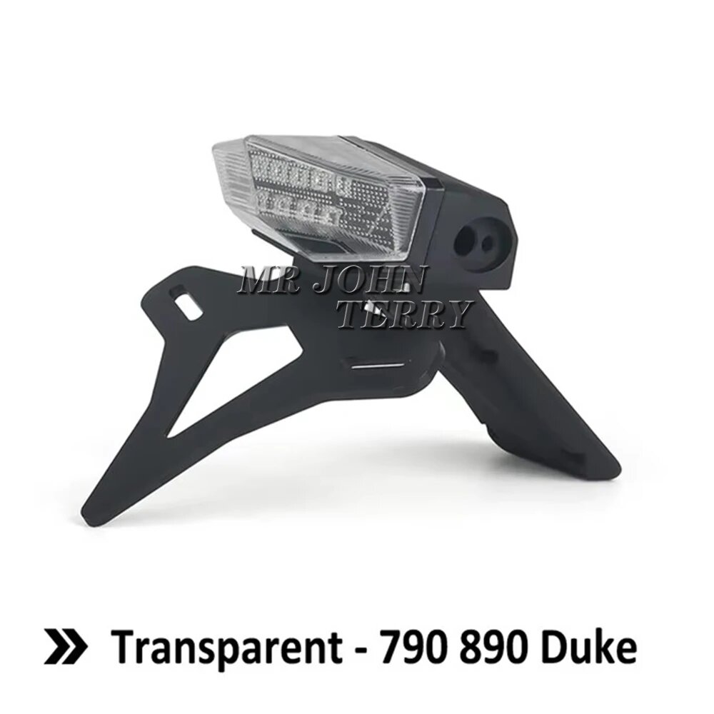 Для 790 DUKE/890 DUKE 2018-2024 мотоцикла, задняя короткая хвостовая встроенная легкая рамка, стойка для номерного знака, хвостовая рама, кронштейн, Transparent