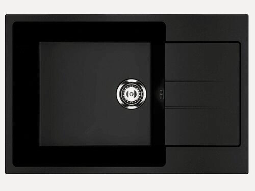 Изображение товара Мойка кухонная Ulgran U-602 -344 прямоугольная, 50x76, с крылом, матовая, черная, российская