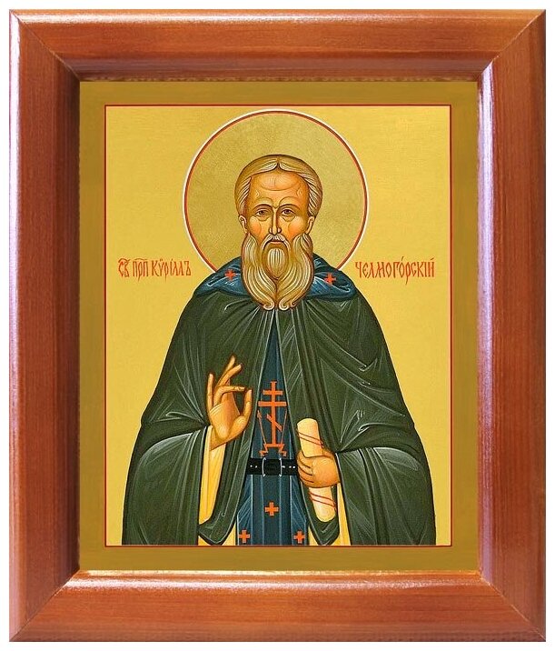 Преподобный Кирилл Челмогорский, икона в рамке 12,5*14,5 см