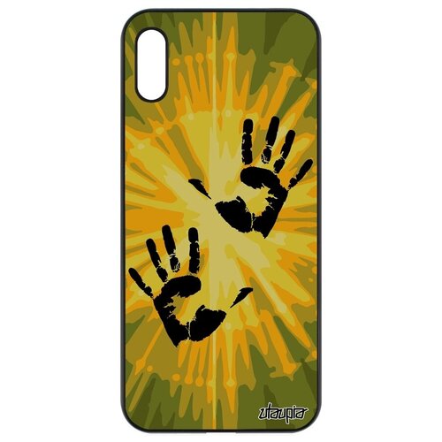 фото Красивый чехол на смартфон // honor 8a // "отпечаток ладони" радуга след, utaupia, желтый