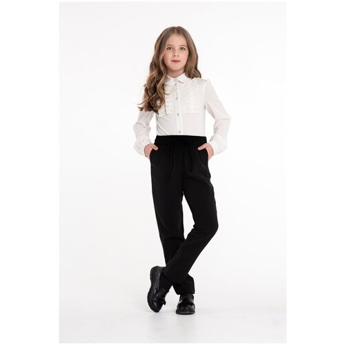 Школьные брюки  MOORIPOSH, размер 140-72, черный