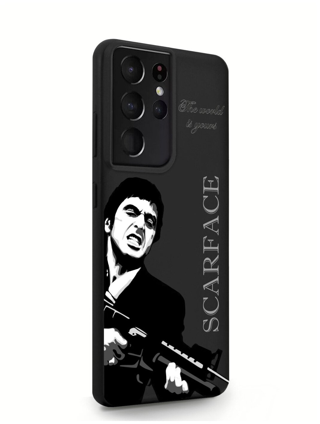 Черный силиконовый чехол MustHaveCase для Samsung Galaxy S21 Ultra Scarface Tony Montana/ Лицо со шрамом для Самсунг Галакси С21 Ультра Противоударный