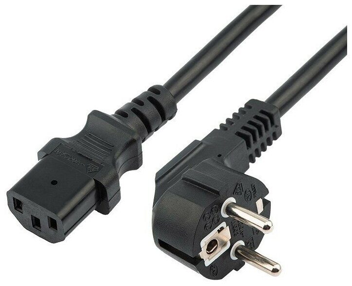 Шнур сетевой евровилка угловая - евроразъем С13 кабель 3x15 мм² длина 15 метра черный (PVC пакет) REXANT