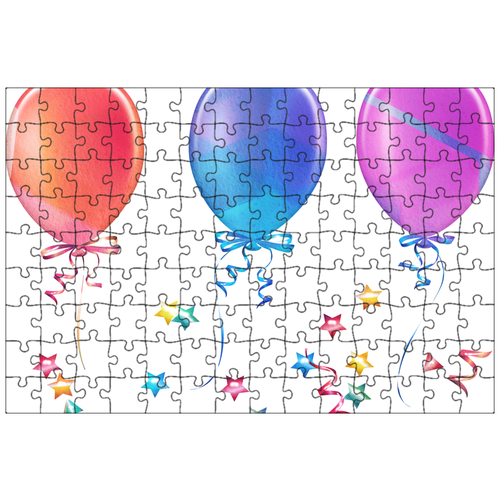 фото Магнитный пазл 27x18см."надувные шарики, конфетти, фигурные строки" на холодильник lotsprints