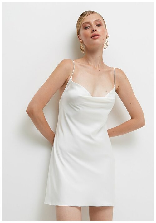 Платье-комбинация The Select, в классическом стиле, полуприлегающее, мини, открытая спина, размер S, белый