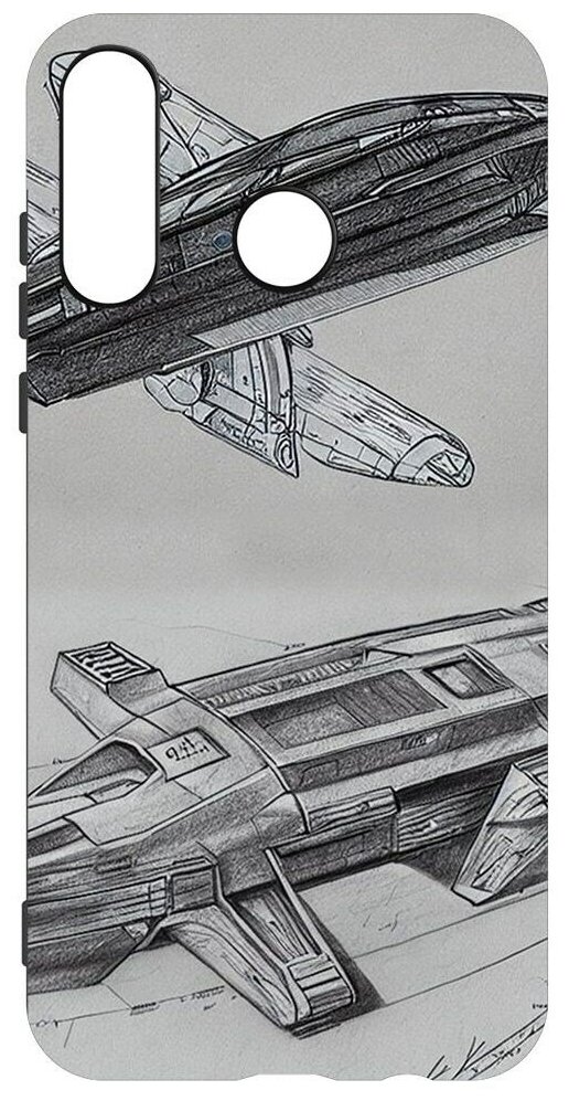 Чехол-накладка Krutoff Soft Case Набросок для Huawei P30 Lite черный