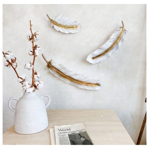 Декор на стену из искусственного камня перья набор 3 шт 