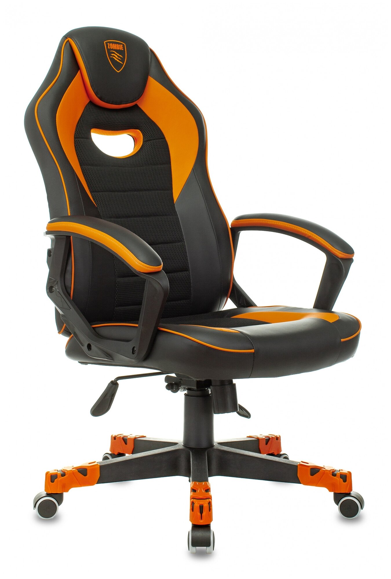 Кресло игровое Zombie GAME 16 черный/оранжевый текстиль/эко.кожа крестов. пластик
