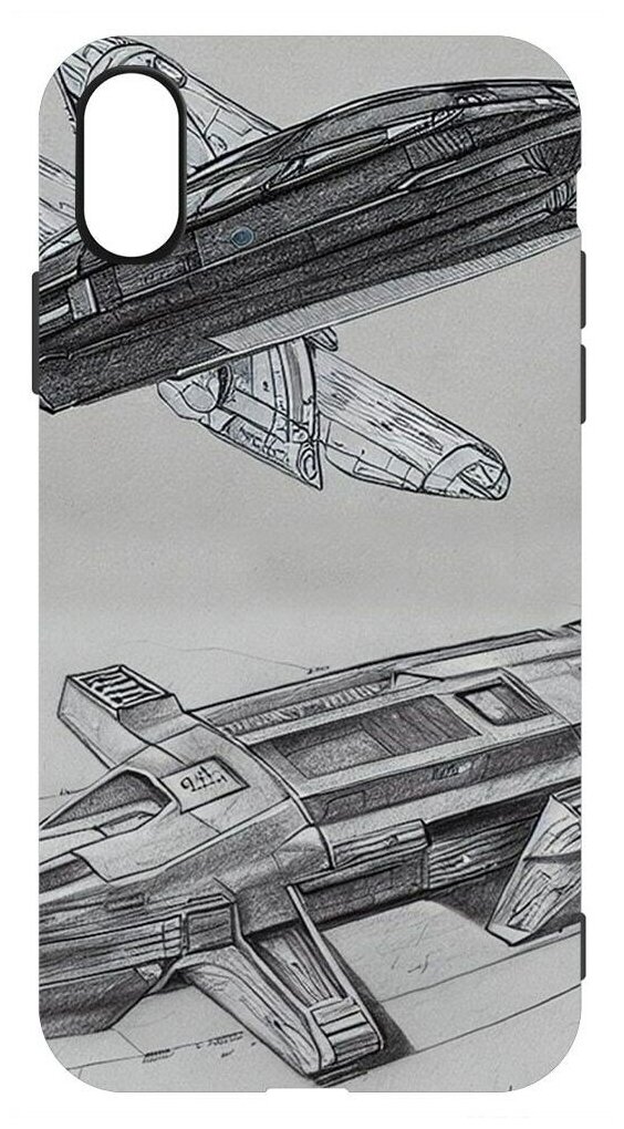 Чехол-накладка Krutoff Soft Case Набросок для iPhone XS черный