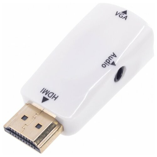 Переходник (адаптер) HDMI-VGA/3.5 мм, белый адаптер переходник hdmi vga со звуком 3 5 мм