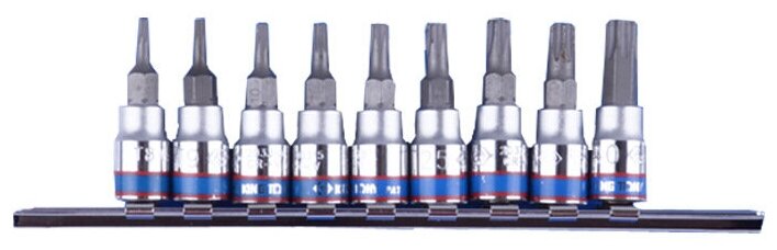 Набор торцевых насадок 1/4", Torx, Т8-Т40 мм, L = 37 мм, 9 предметов KING TONY 2109PR