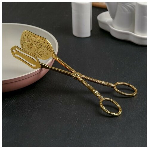 Щипцы для кухни Рахат золото прямоугольные 22 см сталь кухонные щипцы 103400₽