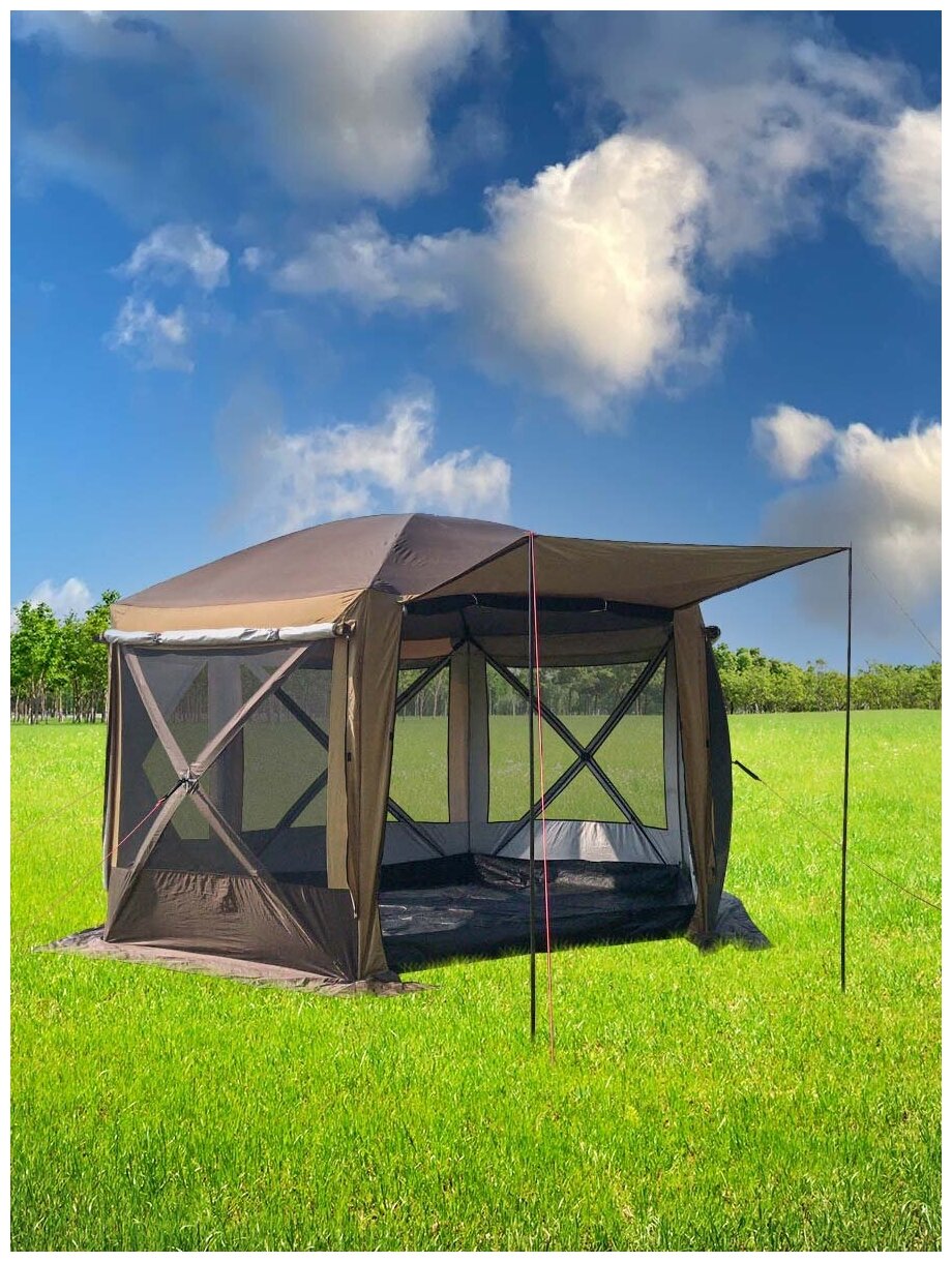 Шестиугольный тент шатер с полом Mircamping 2905, беседка для мероприятий туризма пикника и кемпинга - фотография № 9