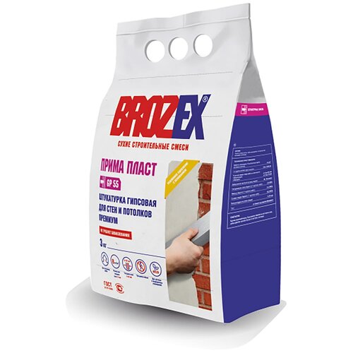Штукатурка BROZEX Прима Пласт GP 55 3 кг brozex смесь штукатурная brozex прима пласт gp55 гипсовая 3 0 кг