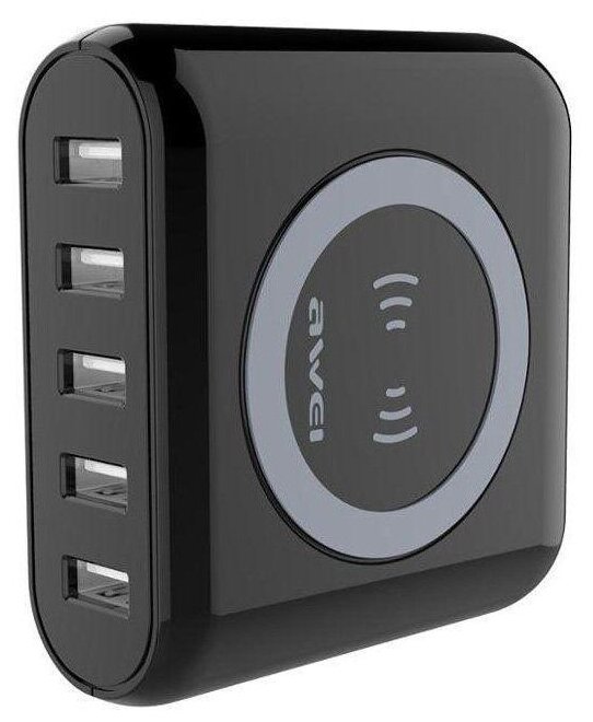 Беспроводное зарядное устройство Awei CW1 + 5USB Ports черное