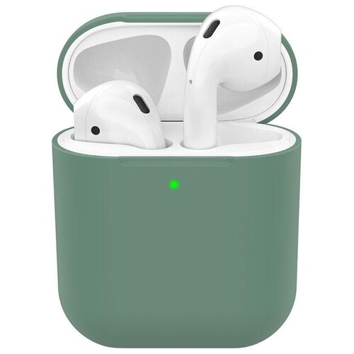 фото Силиконовый чехол ultra slim deppa для наушников apple airpods (темно-зелёный)