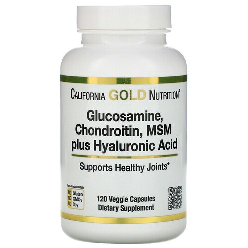 фото California gold nutrition glucosamine chondroitin msm plus hyaluronic acid (глюкозамин хондроитин мсм с гиалуроновой кислотой) 120 капсул
