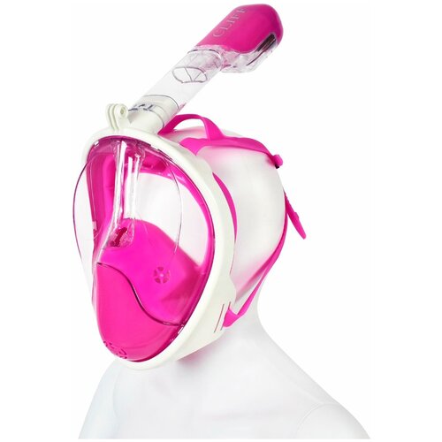 Маска для плавания и снорклинга CLIFF M6109, р. S-M, с креплением для экшн-камеры, розово-белая маска полнолицевая с трубкой для сноркелинга tusa sport um8001 l xl