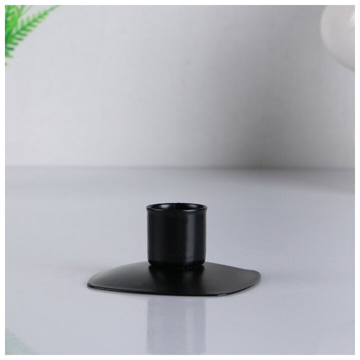 Подсвечник металл на 1 свечу "Квадрат", 3х7 см, чёрный муар - фотография № 2