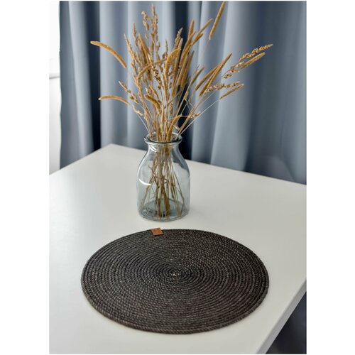 Салфетка сервировочная на столик TAKE the ROPE D-35см. плейсмат из джута, серая