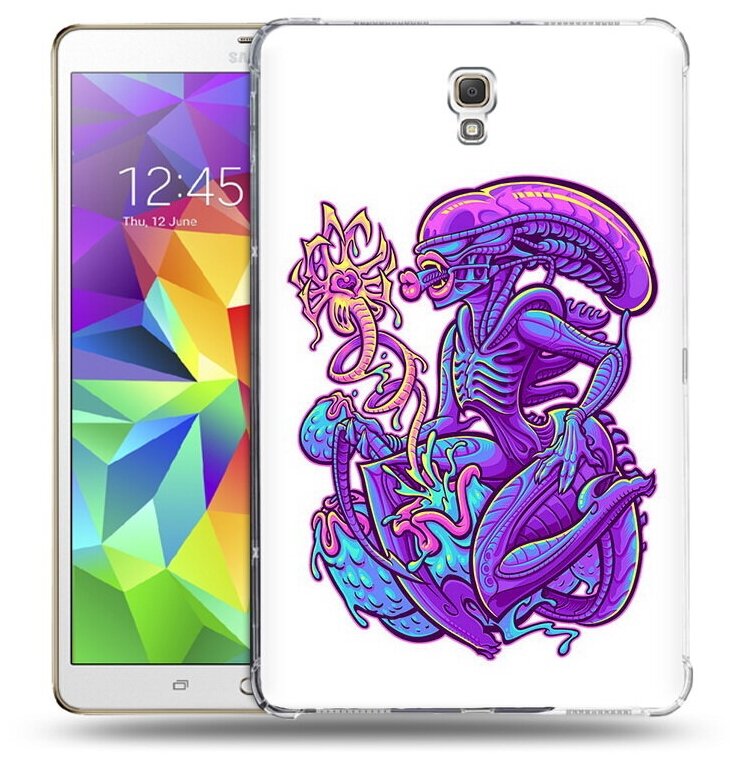 Чехол задняя-панель-накладка-бампер MyPads чужой фиолетовый цвет для Samsung Galaxy Tab S 8.4 SM-T700/T705 противоударный