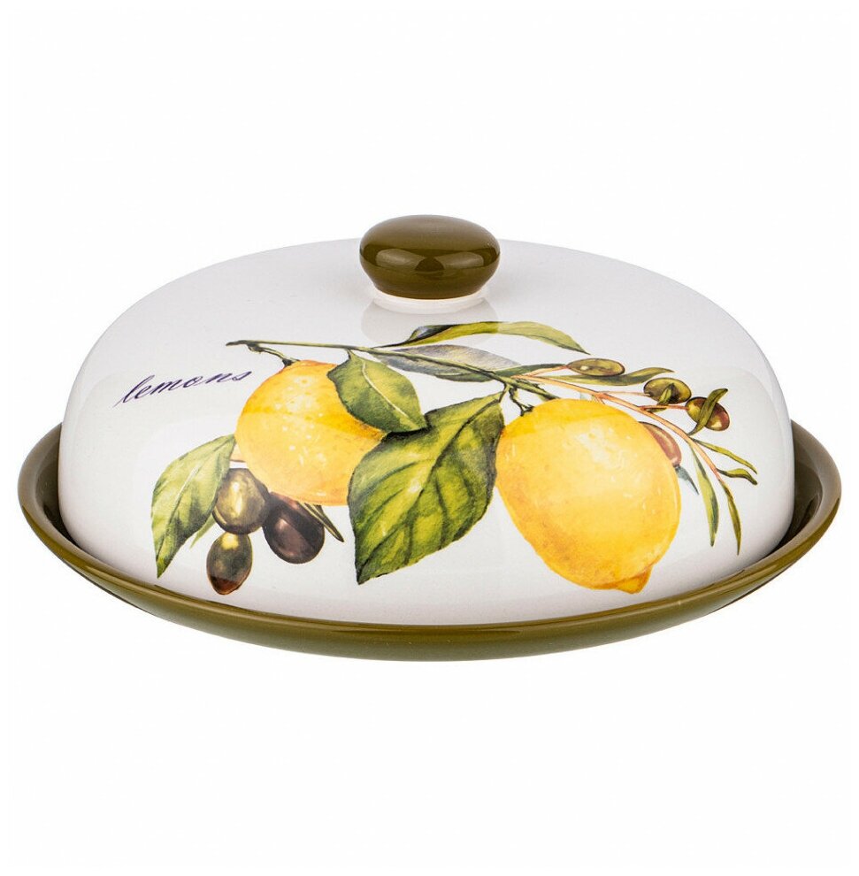 фото Блюдо для блинов 23 х 10 см с крышкой Agness "Лимоны" / 212324