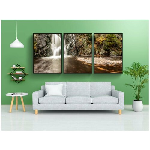 фото Набор модулных постеров для интерьера "водопад, вода, маленький водопад" 60x90 см. в тубусе, без рамки lotsprints