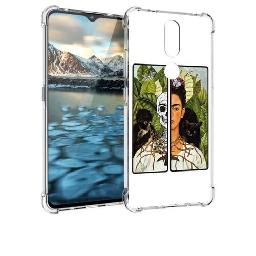 Чехол задняя-панель-накладка-бампер MyPads сдвоенная картинка девушка скелет для Nokia 2.4 противоударный