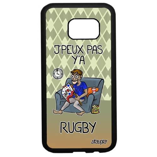 фото Качественный чехол на телефон // samsung galaxy s7 // "не могу - смотрю регби!" рисунок комикс, utaupia, зеленый