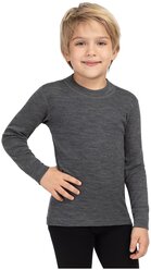 Термофутболка для мальчиков с длинным рукавом серии SOFT, цвет серый меланж, размер 128-134