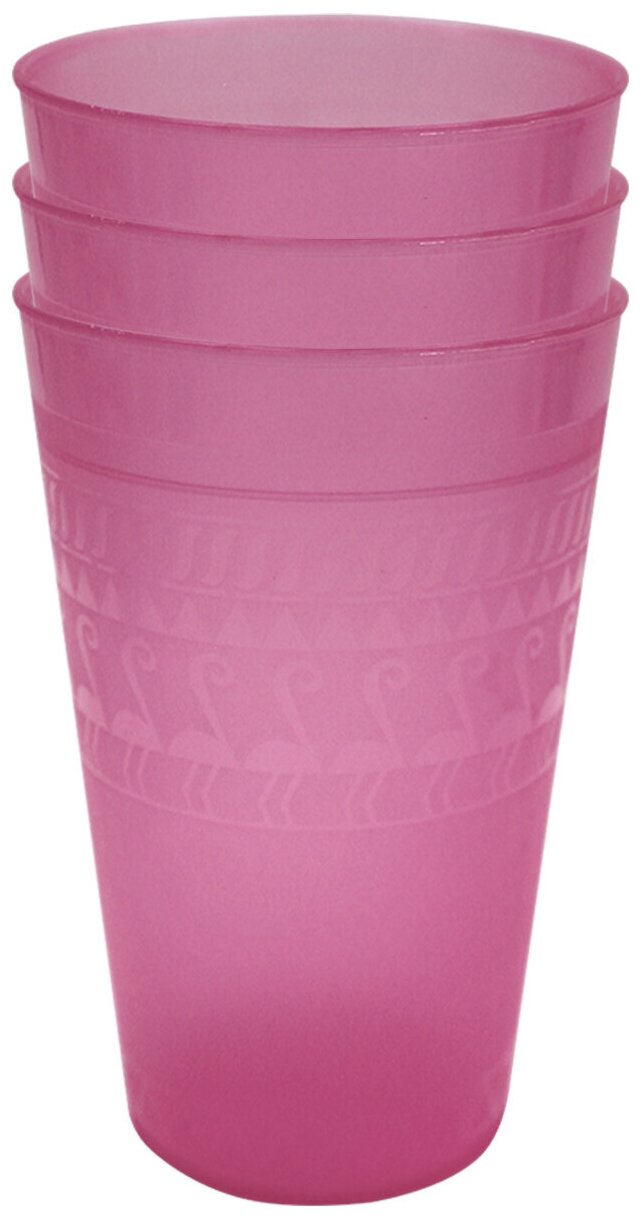 Набор пластиковых стаканов 4шт, цвет розовый, 250 мл
