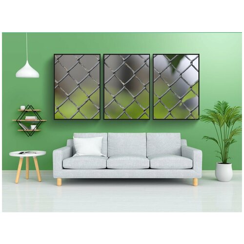 фото Набор модулных постеров для интерьера "решетка, железная решетка, металлическая решетка" 60x90 см. в тубусе, без рамки lotsprints