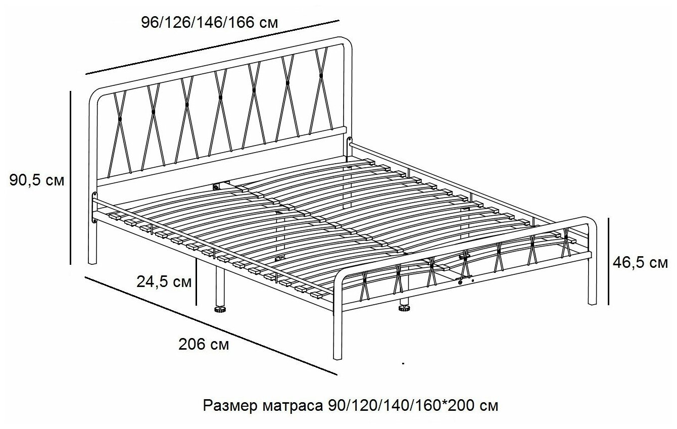 Кровать Форвард-мебель Камилла Черный металл 120х200 см - фотография № 5