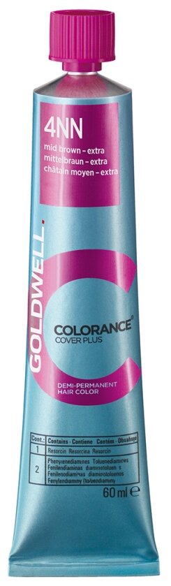 Goldwell Colorance Cover Plus тонирующая крем-краска для волос, 4NN средне-коричневый экстра, 60 мл