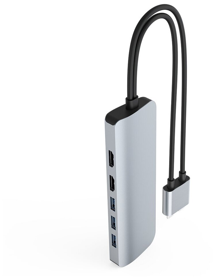 Мульти хаб HyperDrive VIPER 10-in-2 USB-C Hub 2 x HDMI / 3 x USB-A / Ethernet / MicroSD / SD / USB-C PD / 3.5mm Audio Jack серебристый (HD392-SILVER)