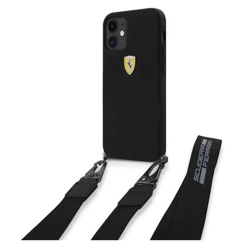 фото Ferrari для iphone 12 mini (5.4) чехол on-track liquid silicone strap & metal logo hard black