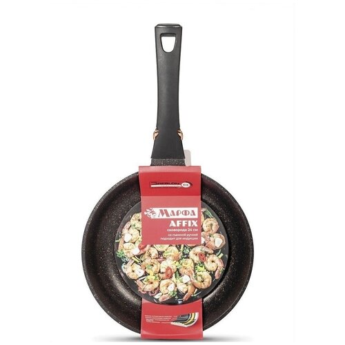 Сковорода Марфа AFFIX 20 см с толстым дном и антипригарным покрытием Greblon C3 с крышкой
