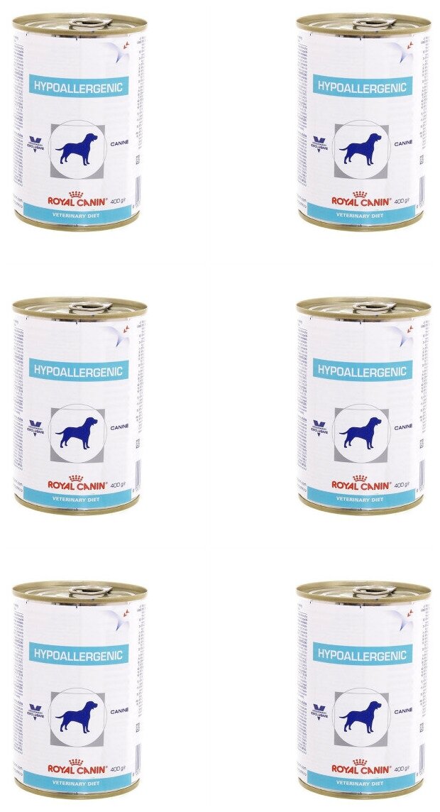 Корм консервированный для собак Royal Canin Hypoallergenic, диетический, при пищевой аллергии, 400 гр, 6 шт