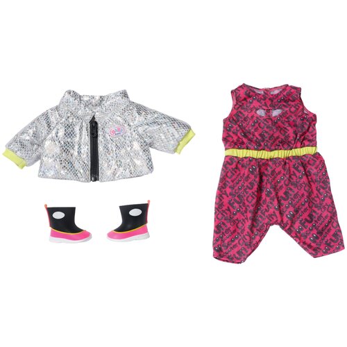 zapf creation кукла беби борн baby born surprise garden zapf creation 904251 Zapf Creation Набор одежды для куклы Baby Born City Deluxe Прогулка на скутере 830215 серебристый/розовый