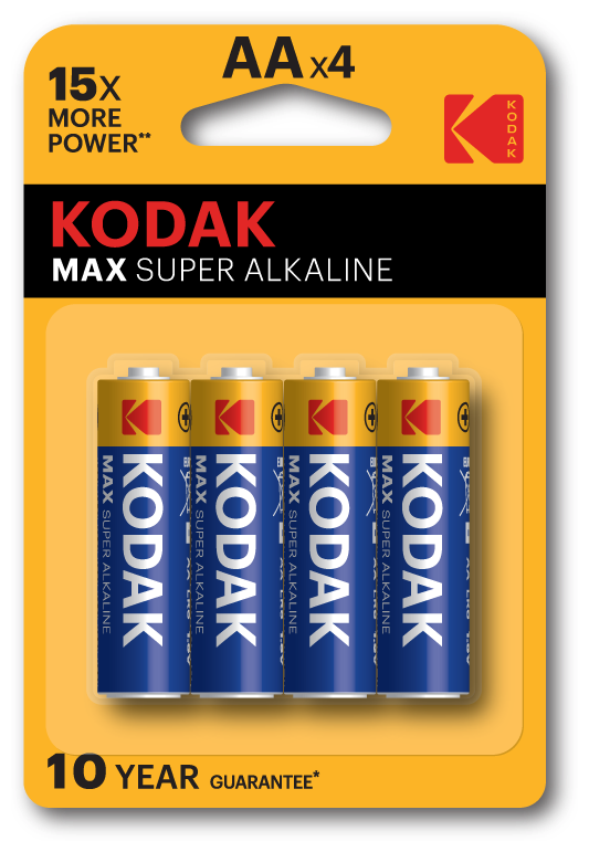 Батарейка Kodak Max Super Alkaline AA (LR6), в упаковке: 4 шт.