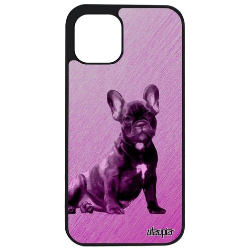 фото Защитный чехол на телефон // iphone 12 pro // "бульдог" дизайн кобель, utaupia, розовый