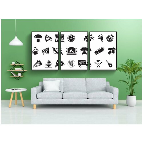 фото Набор модулных постеров для интерьера "иконы, пицца, дровяная печь" 60x90 см. в тубусе, без рамки lotsprints