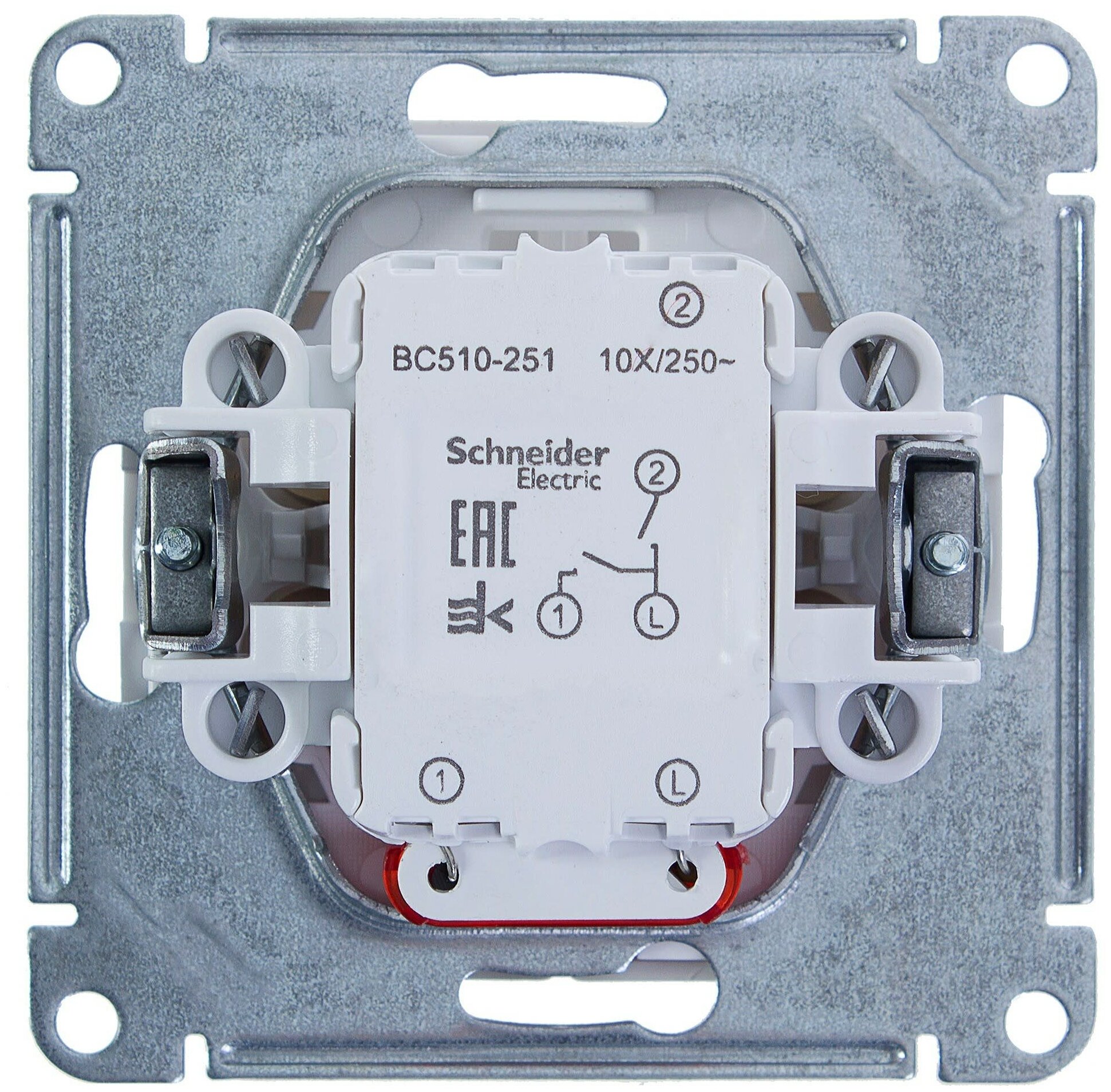 Выключатель встраиваемый Schneider Electric W59 2 клавиши с подсветкой, цвет белый - фотография № 4