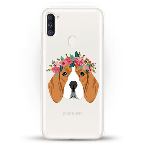 фото Силиконовый чехол бигль с цветами на samsung galaxy a11 andy & paul